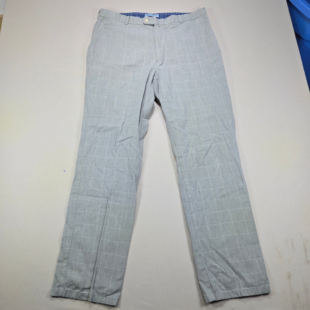 Peter Millar Pants Chino Windowpane Plaid Grey Mens 36x32